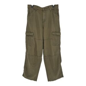 H&M Divided Cargo Pants Olive Green Wide Leg High Rise Women Size 6 Utility